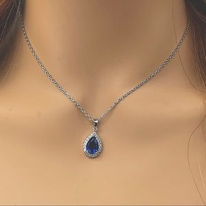 Blue sapphire silver necklace something BLUE
